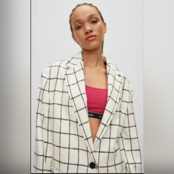 HUGO BOSS Women's Windowpane Check Blazer Size 10 NEW - Picture 2 of 8